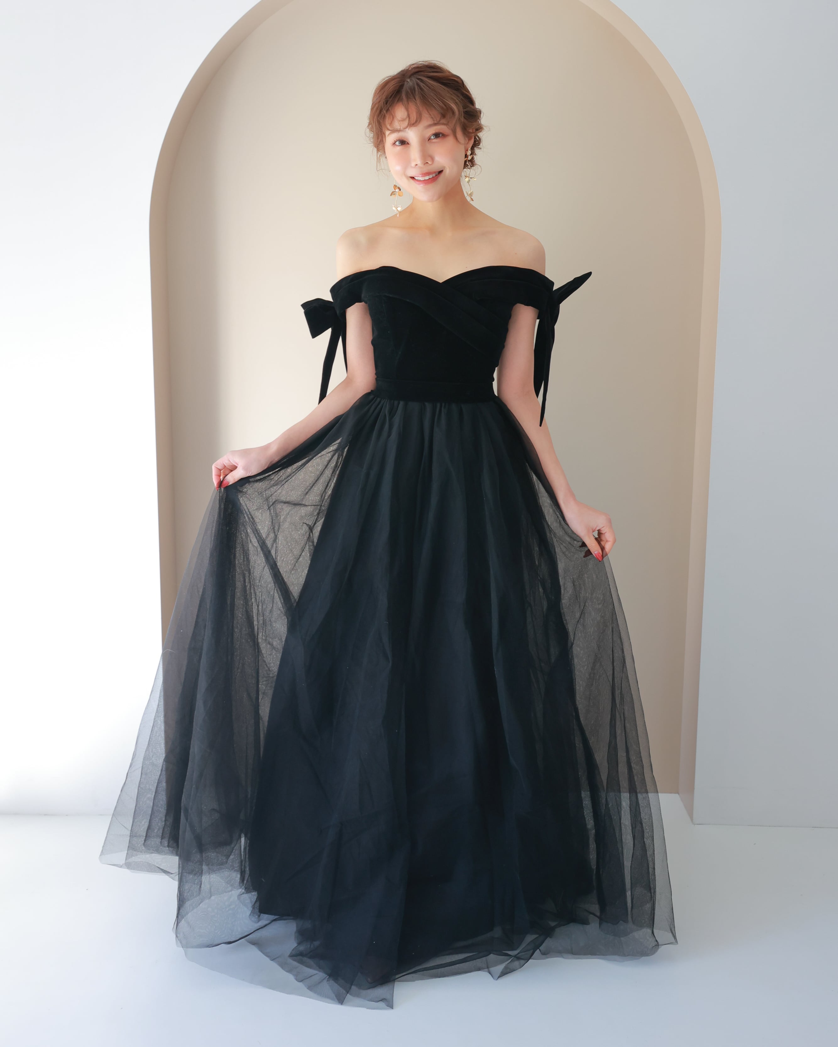 ベロアチュールブラックカラードレス【CD2501-12】 | ブライダル
