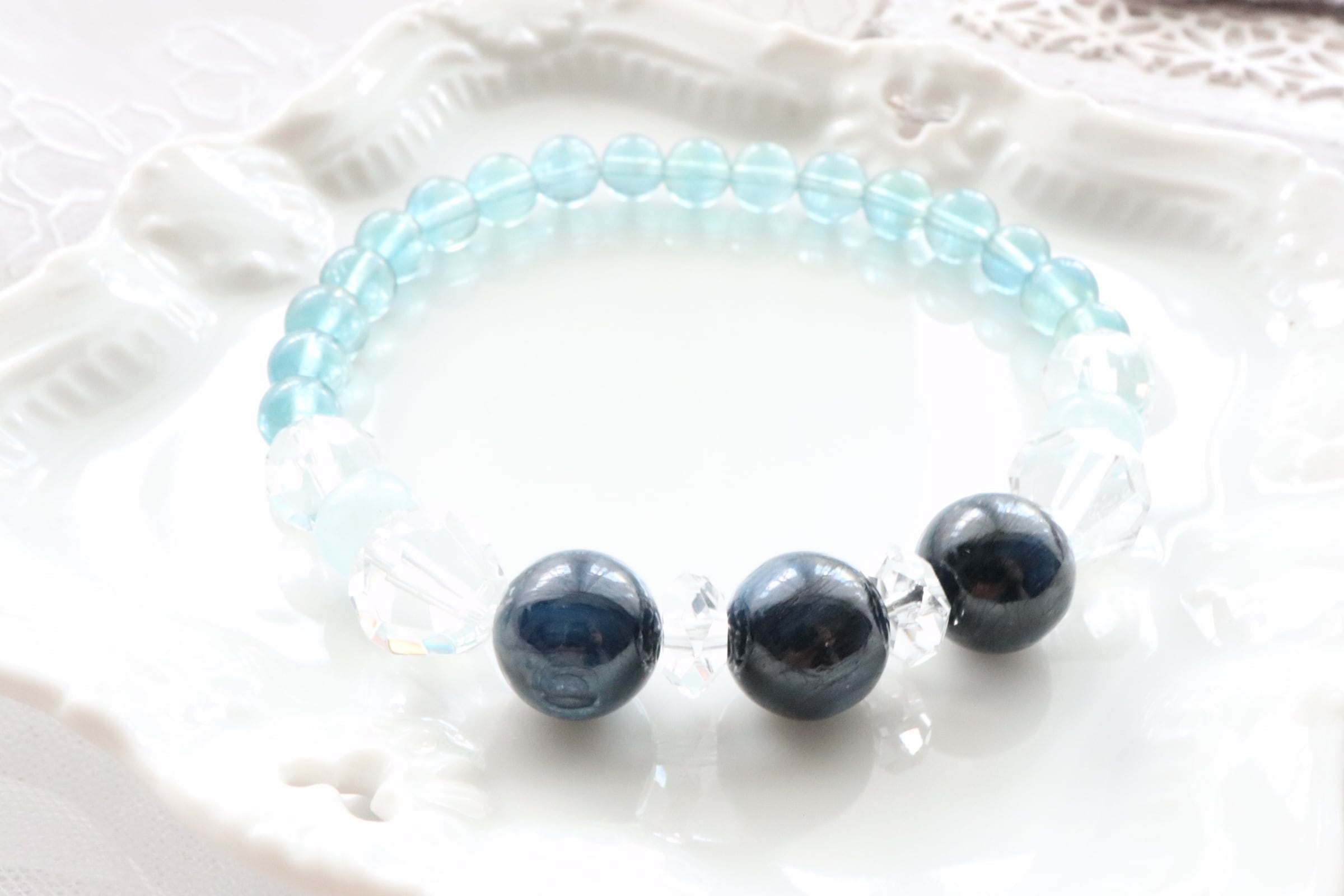 【天然石】デザインブレスレット　カイヤナイト　ブルーフローライト カイヤナイトとブルーフローライトのブレスレット 21 | Angelica