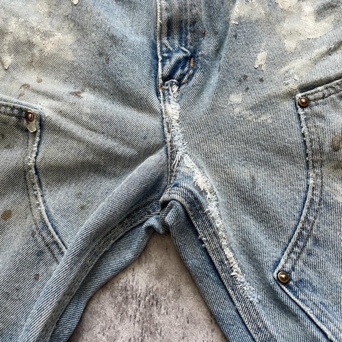 襤褸メキシコ製 デニム ダブルニー Carhartt B73 DST 33×32 詳細写真7