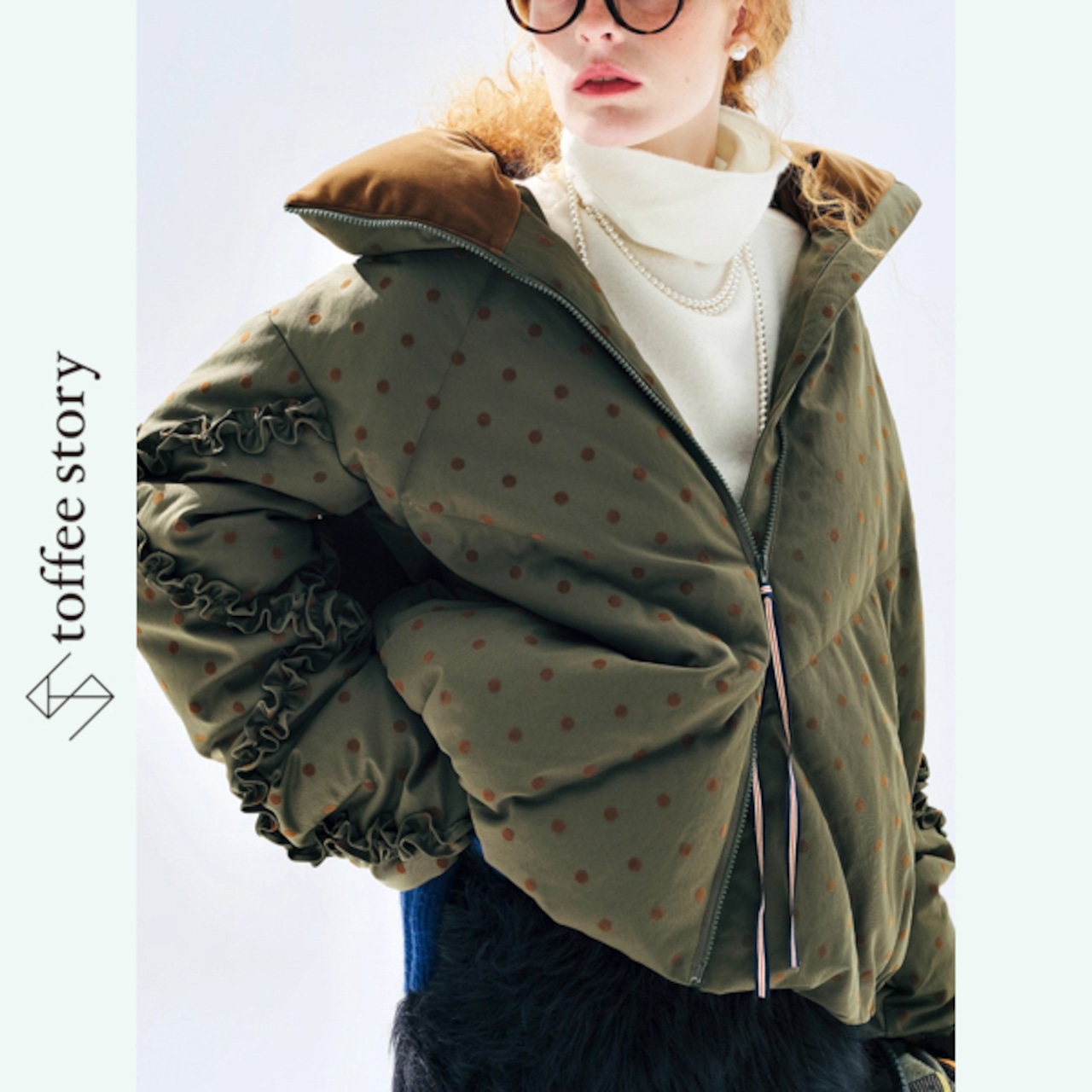 ドット×フリルのもこもこショートダウン 《i0827》