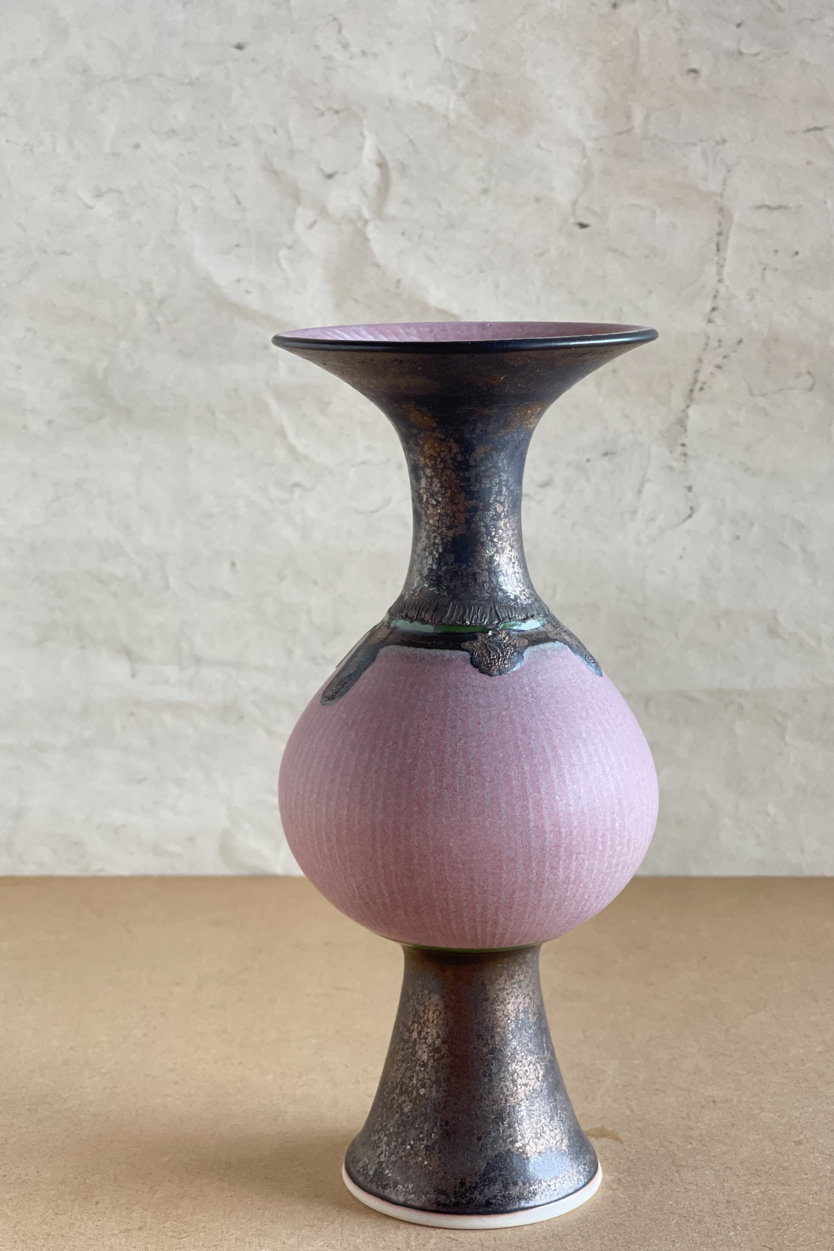 ピンク象嵌口広花器 小関康子作品 OY2604_52b | web-shop MITATE