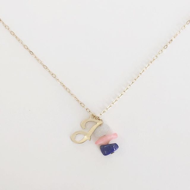 BIRTH STONE Necklace No.03 Initials