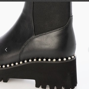 パール 6.5cm厚底ソールサイドゴアショートブーツ