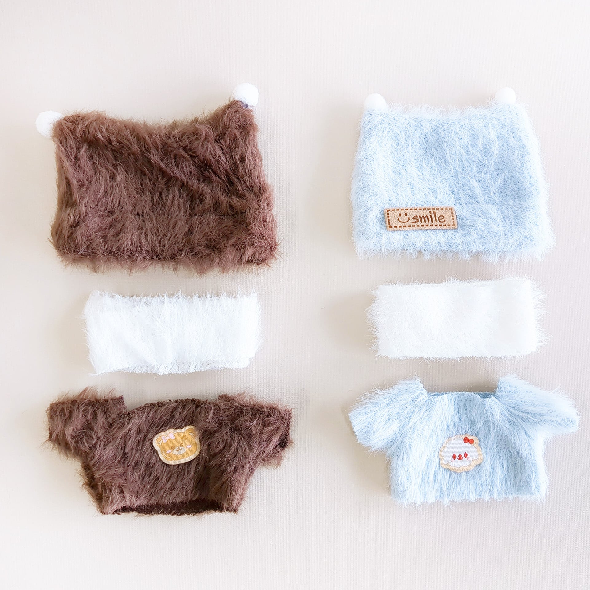 ポッポ様オーダーページぬい服ふわふわ 1214【10cm】シンプルなボアのふわふわセット | Little Closet │ ぬい