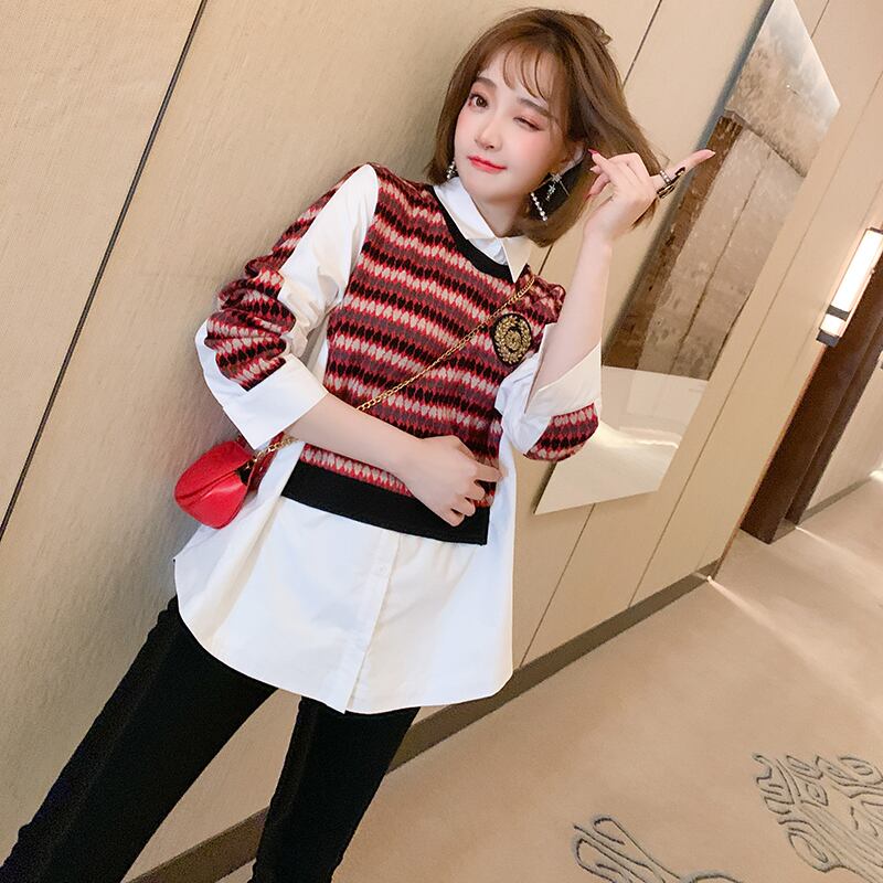 シャツ ジャカードニットブラウス スプリング 春物 ステッチ MIUCO26534217778