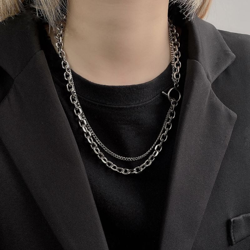 Double chain mantel necklace V1419 | ViCHIC.