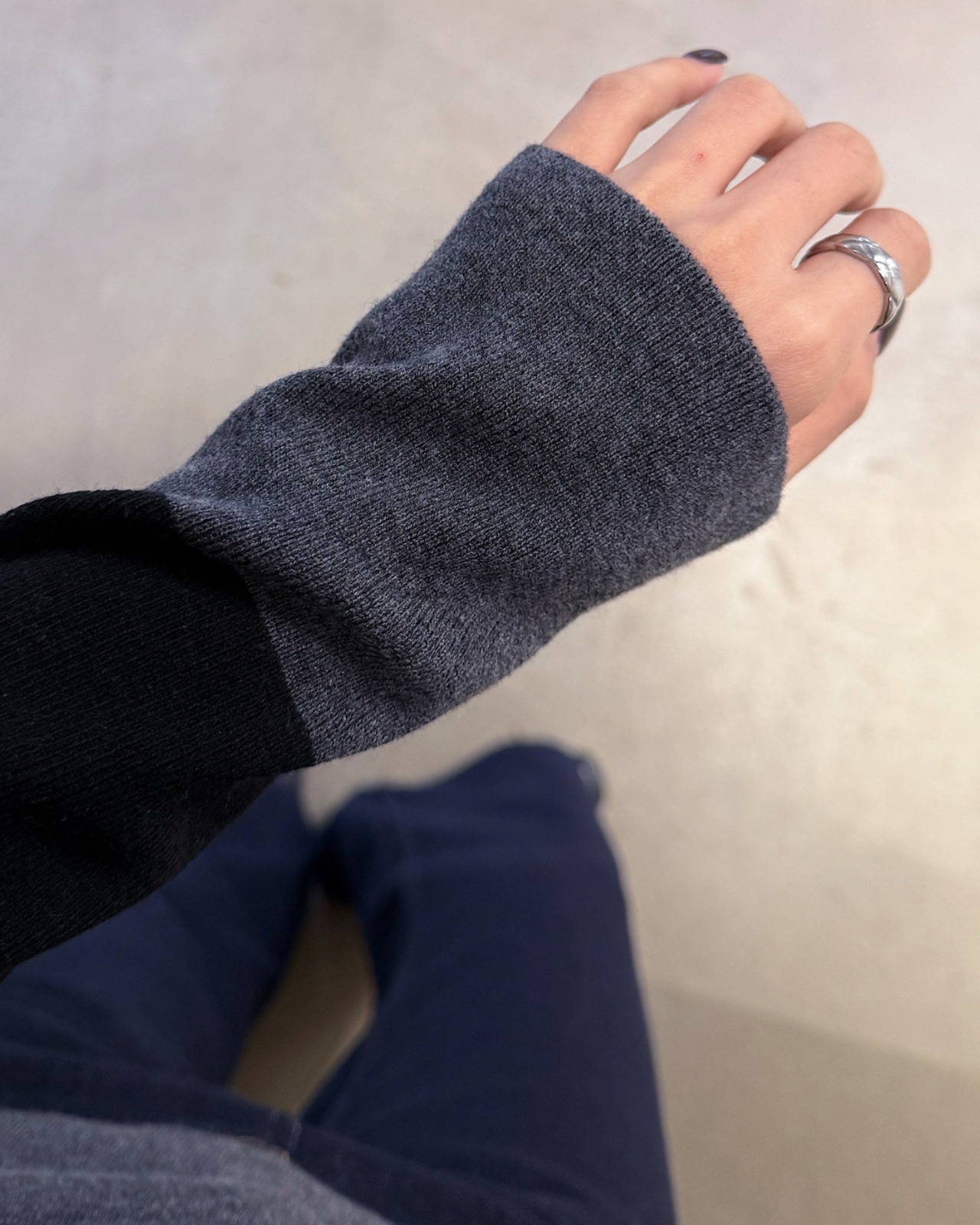 バイカラーレイヤードスリムニットトップス A0688 - 6