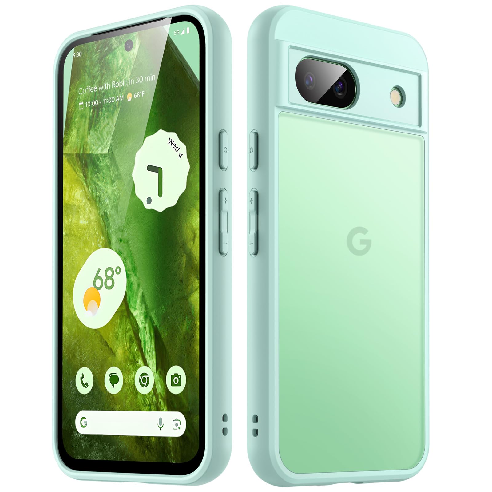 【在庫処分】JETech マットケース Google Pixel 8a 6.1インチ 2024用 超薄型 半透明マット感背面保護カバー 指紋防止 (ミント)