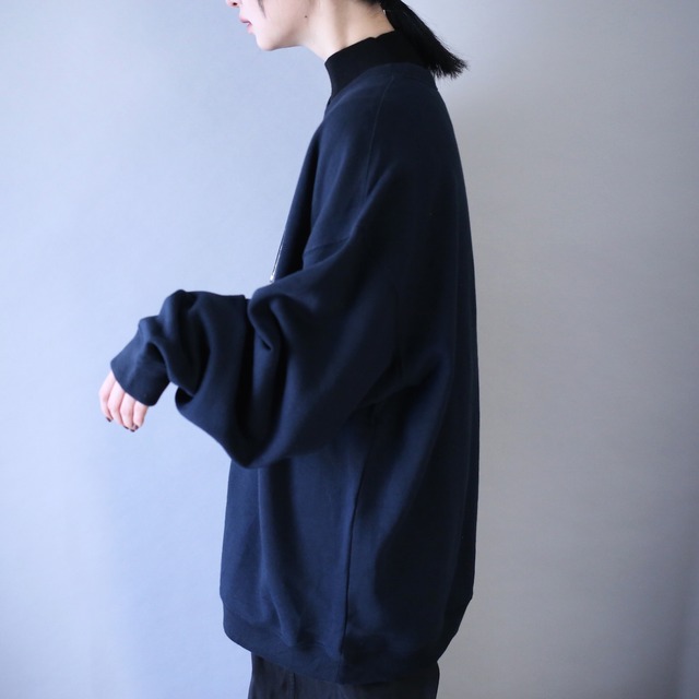 "狼×刺繍" super over silhouette black mode sweat