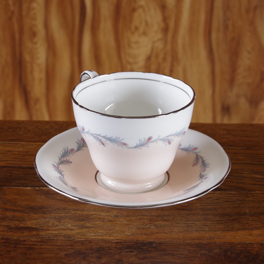 エインズレイ Aynsley ピンク 羽根 コーヒーカップ ソーサー #180220 