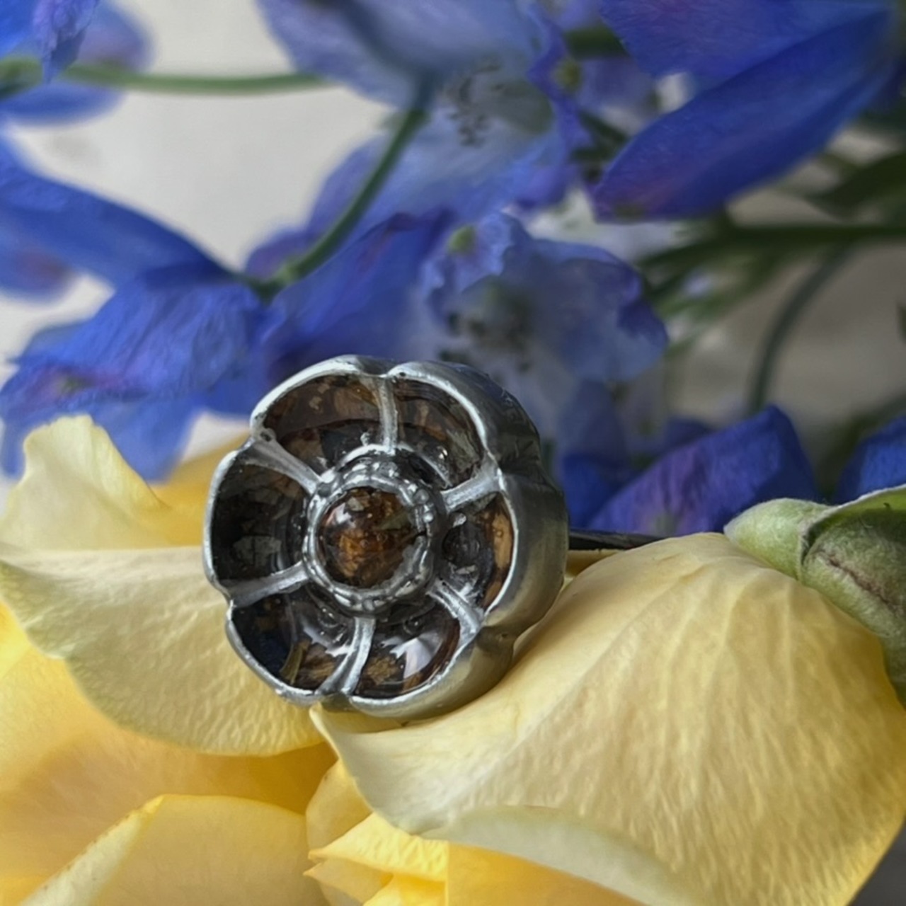 Flower Button Ring -YELLOW-