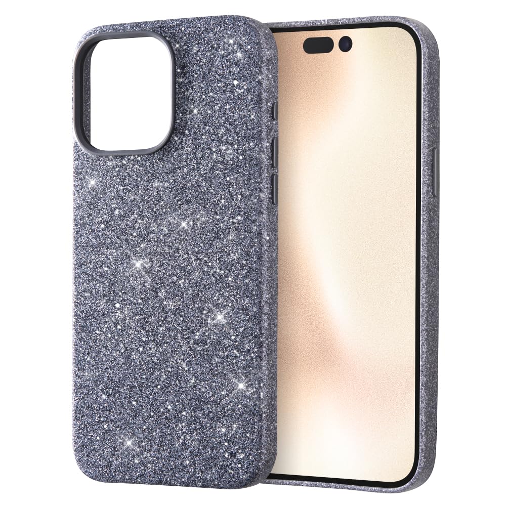 【努力特価】デジタルアルキミスト(Digital Alchemist) iPhone 15 Pro Max ケース オープンレザーケース キラキラ GLITZY SUGAR ブルーグレー