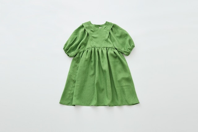 〈 eLfin Folk 26SS 〉 Vintage taffeta Dress / green / 90-110cm