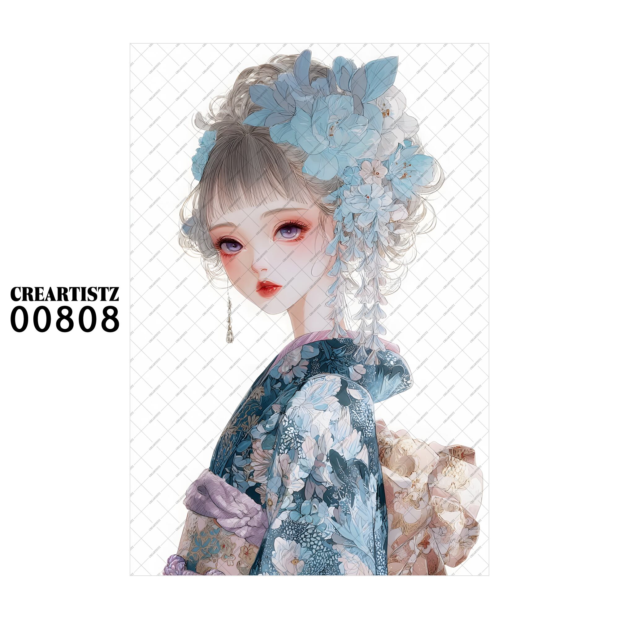 00808 ガール キュート オリジナル ペーパー/ステッカー 4枚セット CREARTISTZ