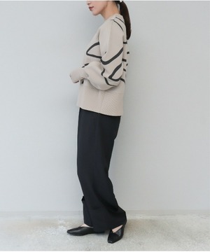 OI43086 ミラノリブラインジャガードプルオーバー greige