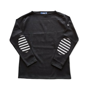 【unisex】セントジェームス(SANT JAMES) OUESSANT エルボーパッチ /NOIR(NOIR/ECRU)［黒(黒/生成り)］