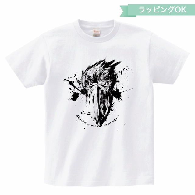 Tシャツ★墨絵ハシビロコウ【アッシュ】