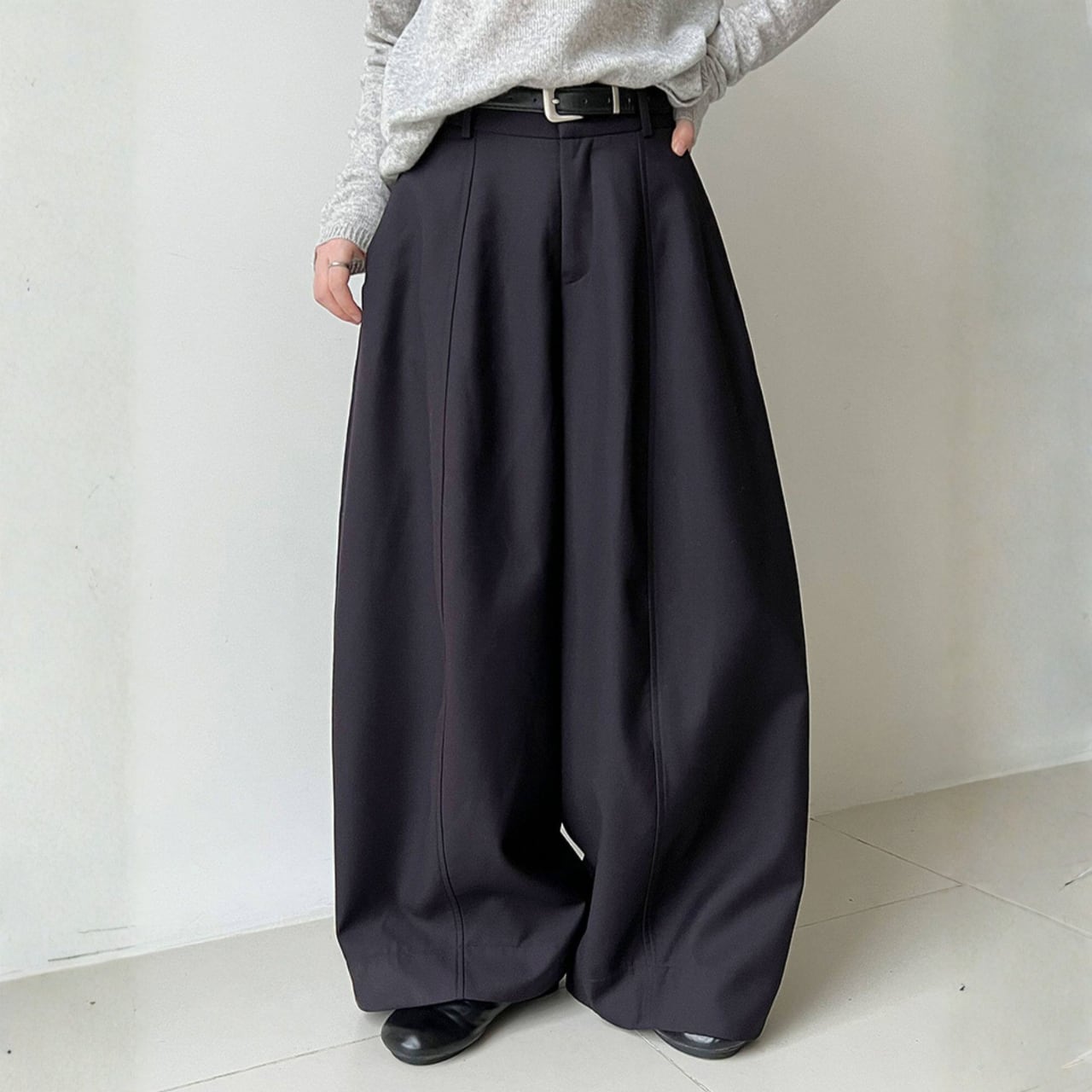 ランタンシルエット ワイドレッグパンツ N00263