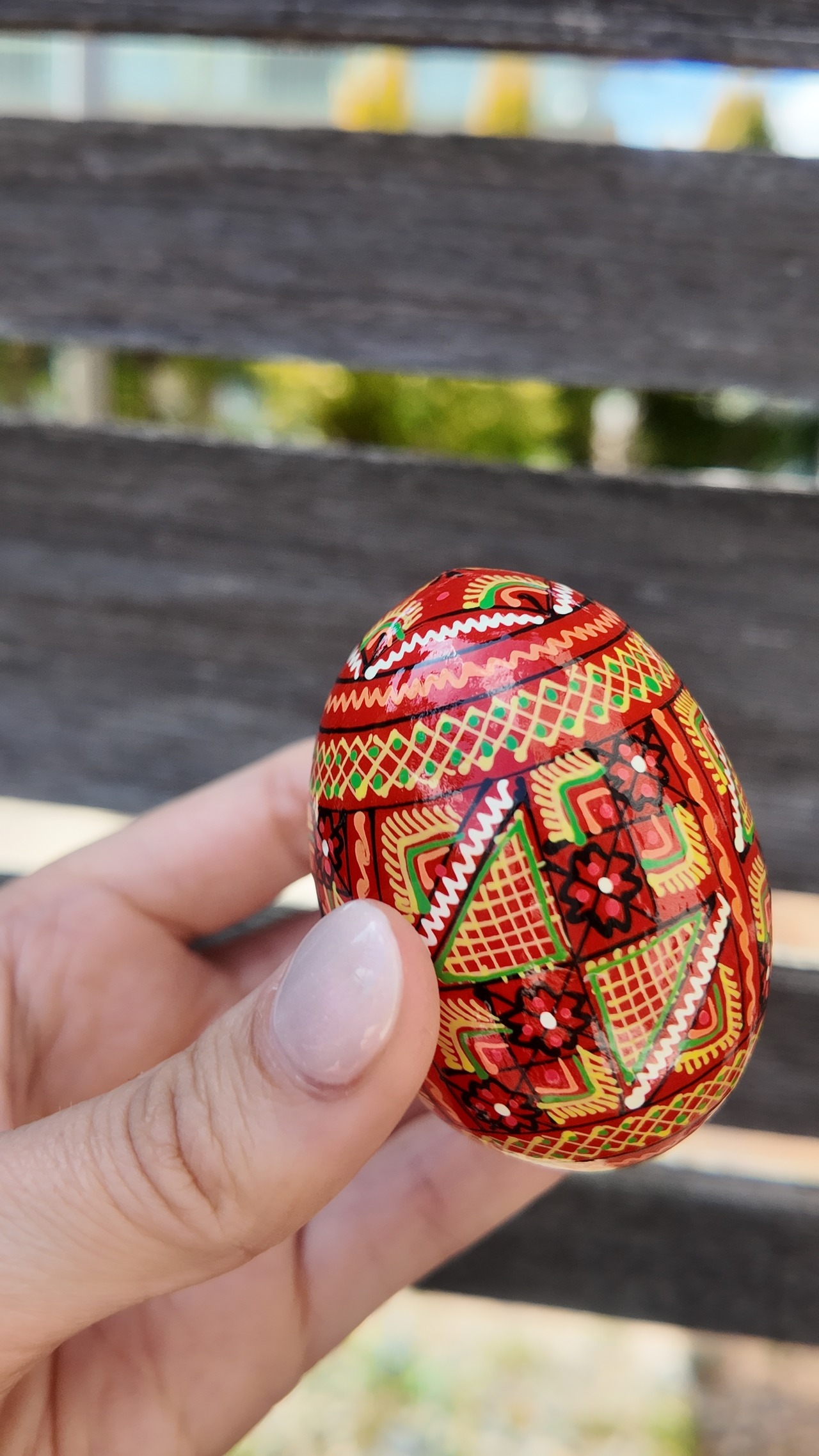 装飾用木製プィサンカ（イースターエッグ）with stand　コロミヤモデル - 5