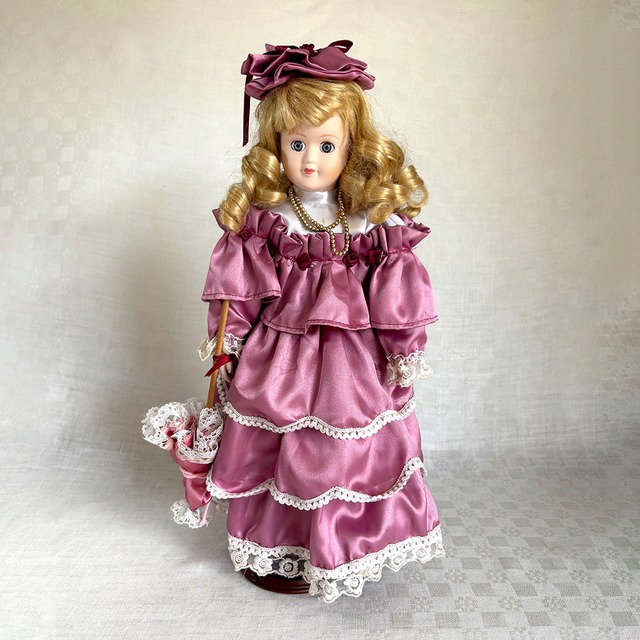 ドール　人形　ビスクドール　ピンクのドレス　日傘　ステイ付き　12otef11-1