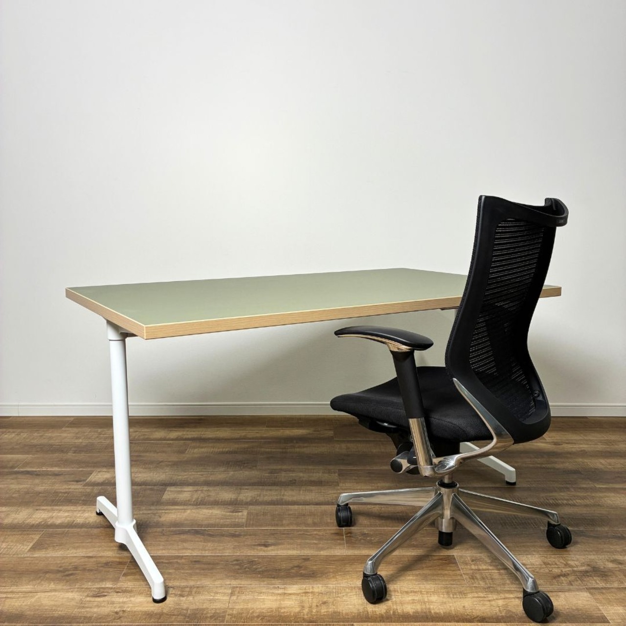 ASPLUND Work Plus FLEX-WIZ BOOTH MEET TABLE アスプルンド ワークプラス フレックスウィズ ブース ミート テーブル オリーブ×ホワイト ミーティングテーブル ワークデスク【中古】【300サイズ】