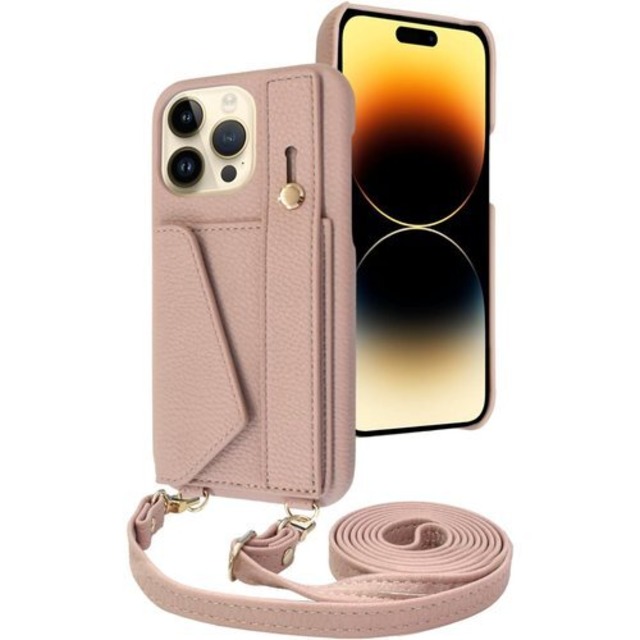 シズカウィル iPhone 14 Pro Max 用 ケース ショルダー カバー ショルダーストラップ アイファンデ5 ショルディー ストリートモード 1個入り ミルキーベージュ 2172