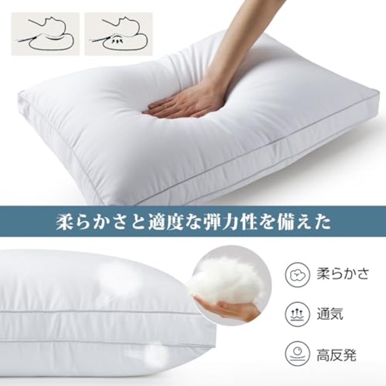 枕 まくら 高級ホテル仕様 首が痛くならない 安眠枕 横向き寝 低め 高め 快眠枕 丸洗い可能 高さ調整 ふわふわ 立体構造 通気性 pillow プレゼント63x43x20cm (ホワイト)