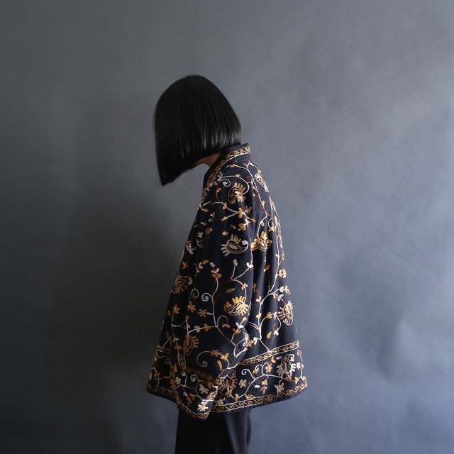 flower embroidery box silhouette l/s jacket