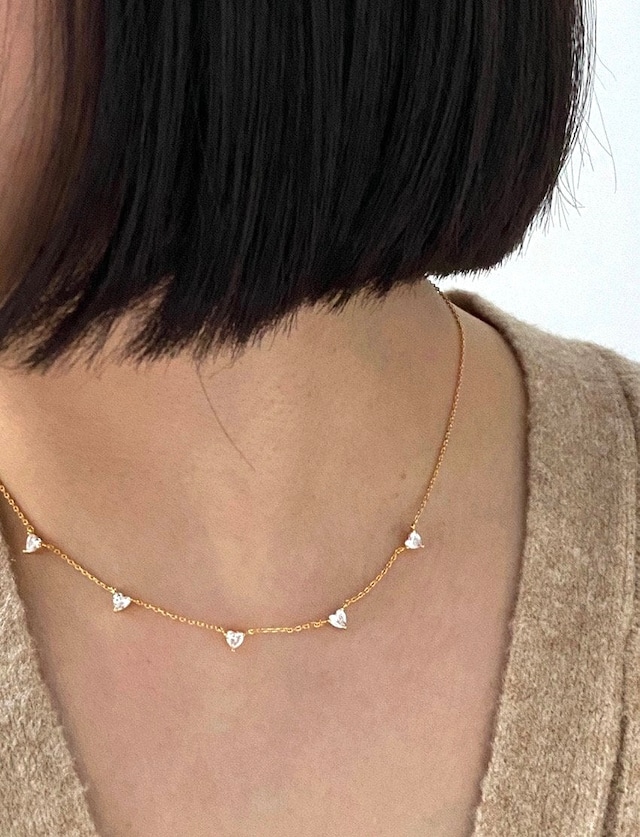 《予約》18k mini cubic heart necklace【 2color 】ㆍ