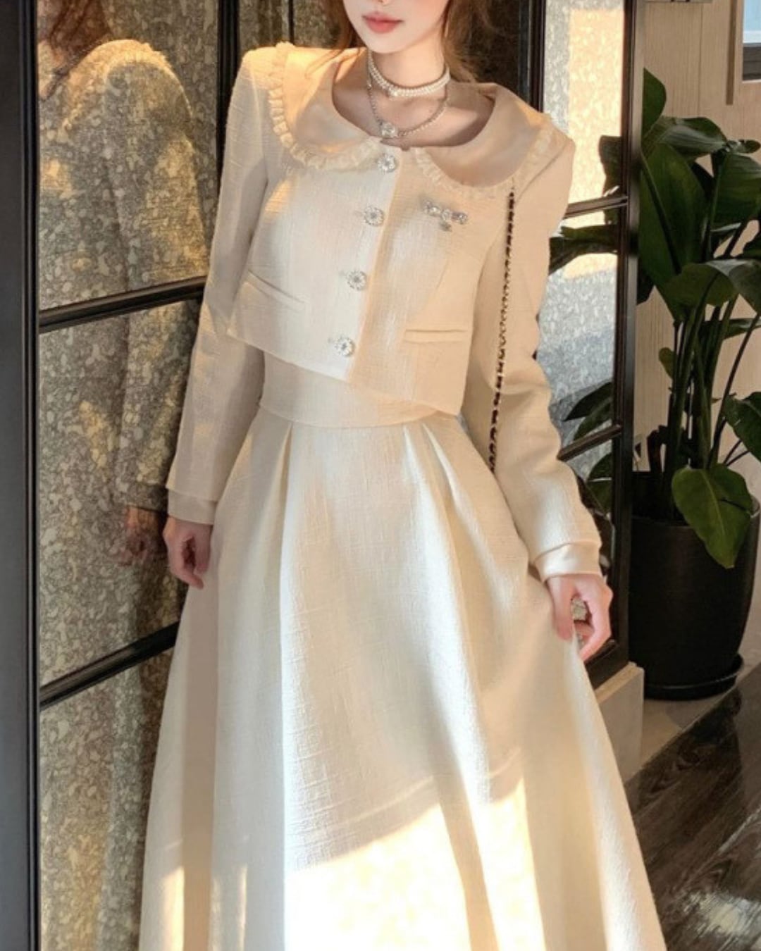 ロングフレアツイードリッチセットアップ 2502042