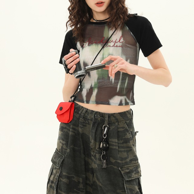 see-through short sleeve tee　シースルーショート半袖ティー　J1103