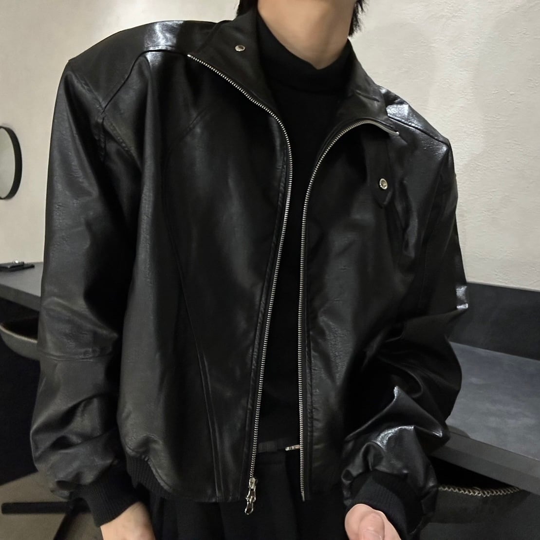 予約】RAN select Fake leather blouson | 韓国ファッション セレクト