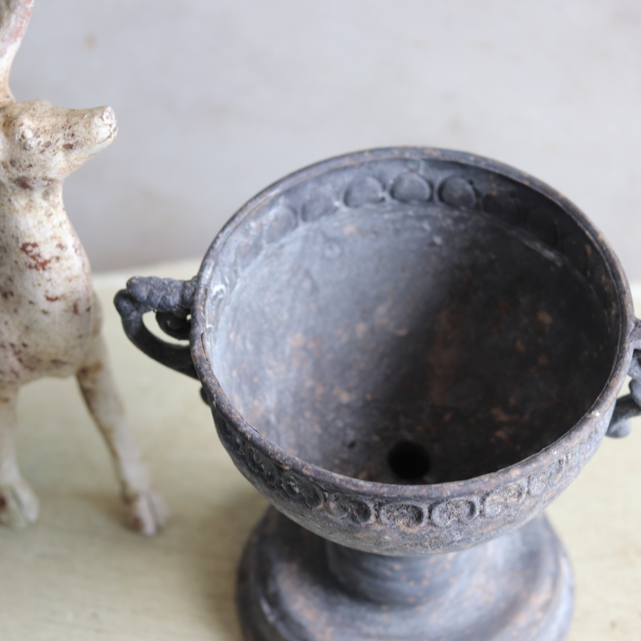 植木鉢　アンシャンハンドルカップSGY　アンティーク調　シャビーシック　オシャレ　UF561