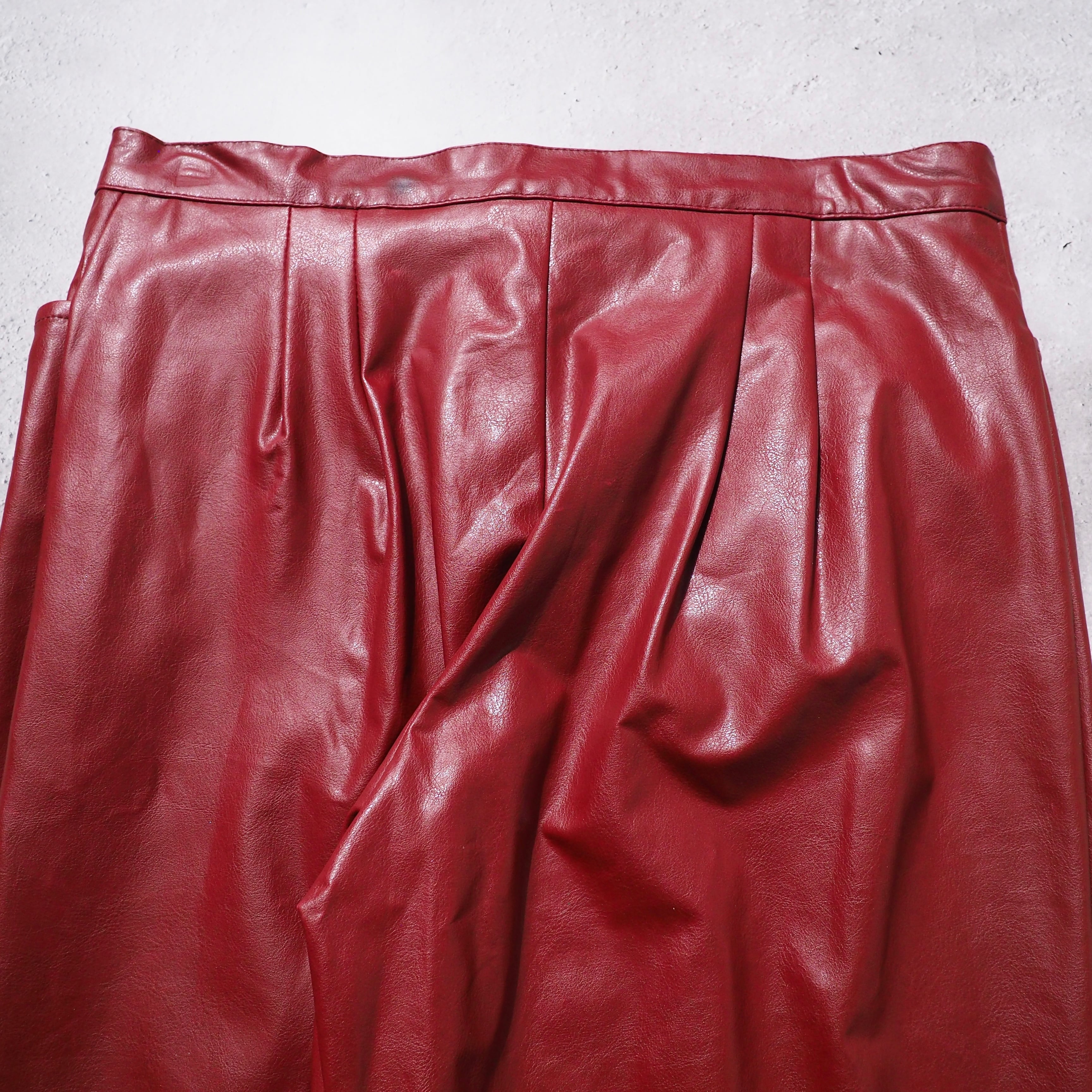 " Made in USA " Beautiful Blood Red color vintage Fake leather pants