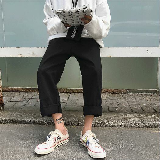 全2色 ストレートパンツ ロールアップ シンプル 大人 メンズ