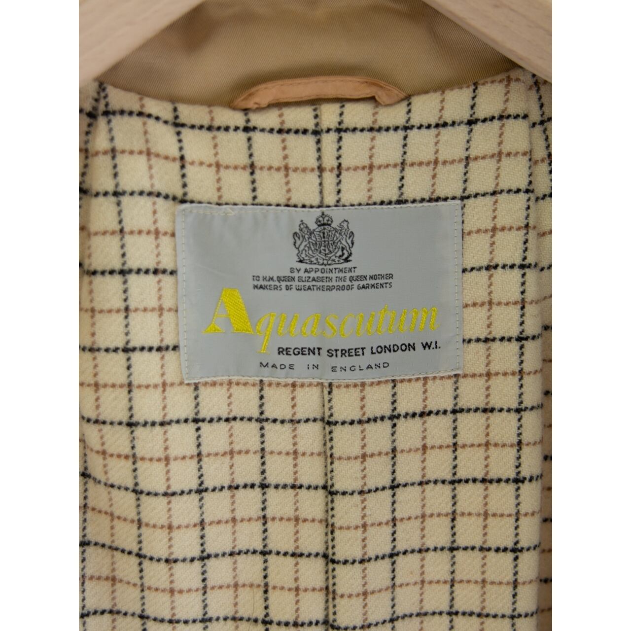【Aquascutum】Made in England 80's Cotton-Polyester Single Coat（アクアスキュータム 英国製コットンポリエステル シングルコート ウールライニング）