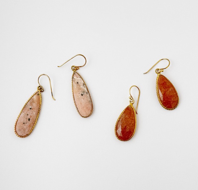 Gold Coating  ジャスパー ロングオーバル フックピアス