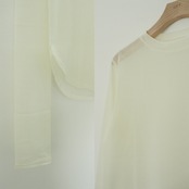 tulle sheer crew neck tops/offwhite