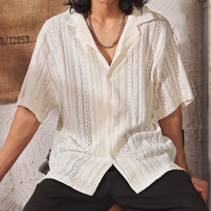 キューバカラー半袖シャツ 220021