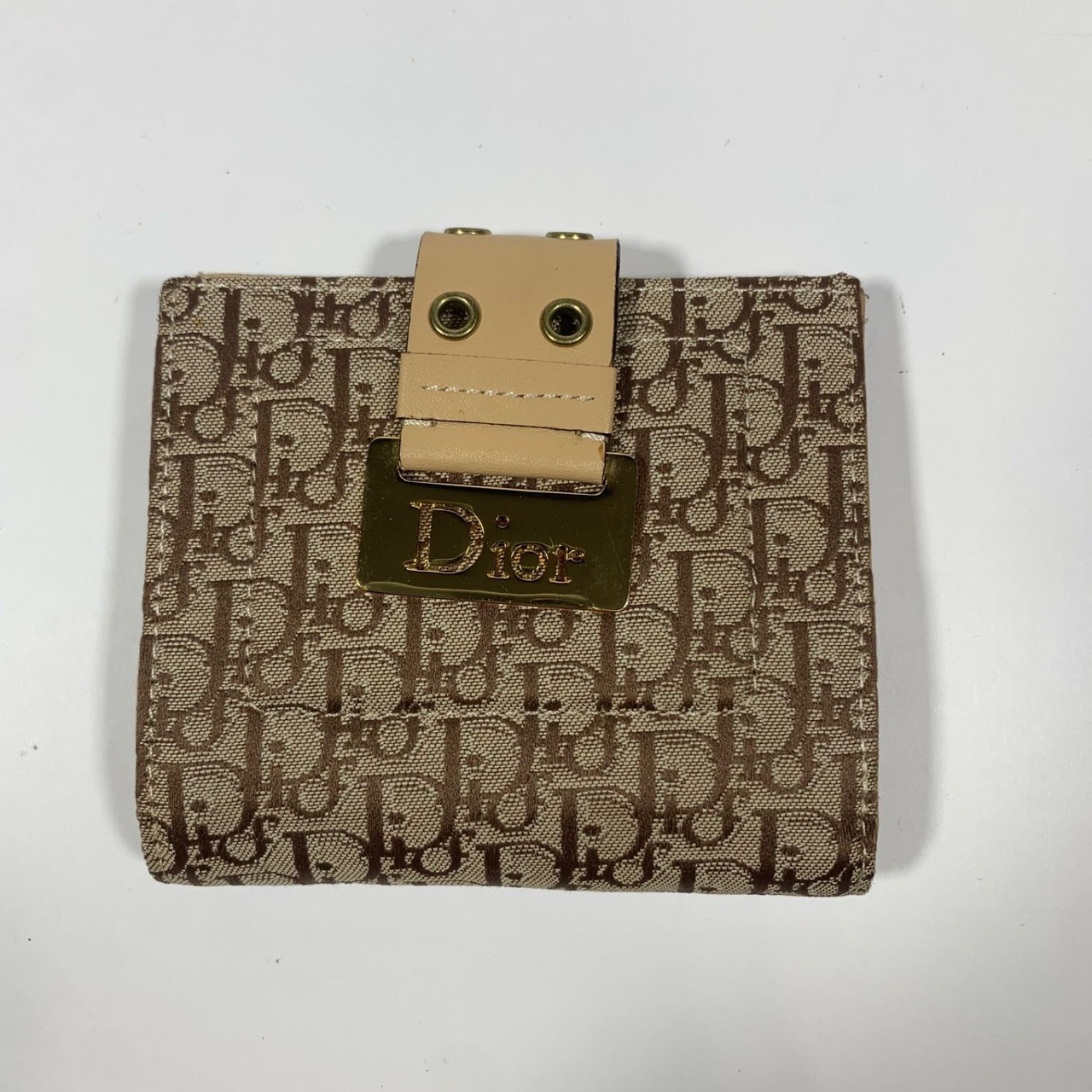 DIOR ディオール 2つ折り財布 総柄 キャンバス トロッター 
