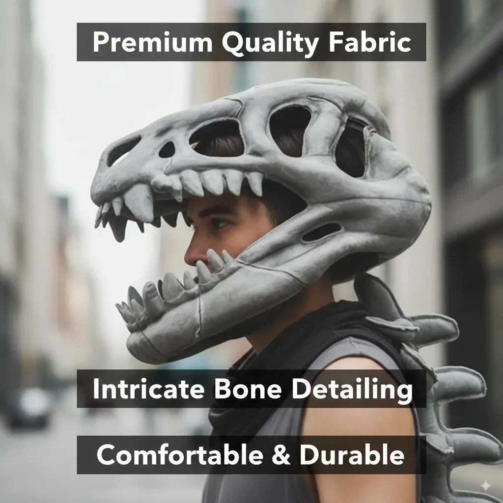 恐竜骨格ぬいぐるみマスク 背骨付き 大人用 116cm コスプレ ハロウィン