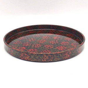 津軽塗（唐塗）バカ塗り・丸盆・お盆・トレー・漆器・伝統工芸・No.260312-08・梱包サイズ80