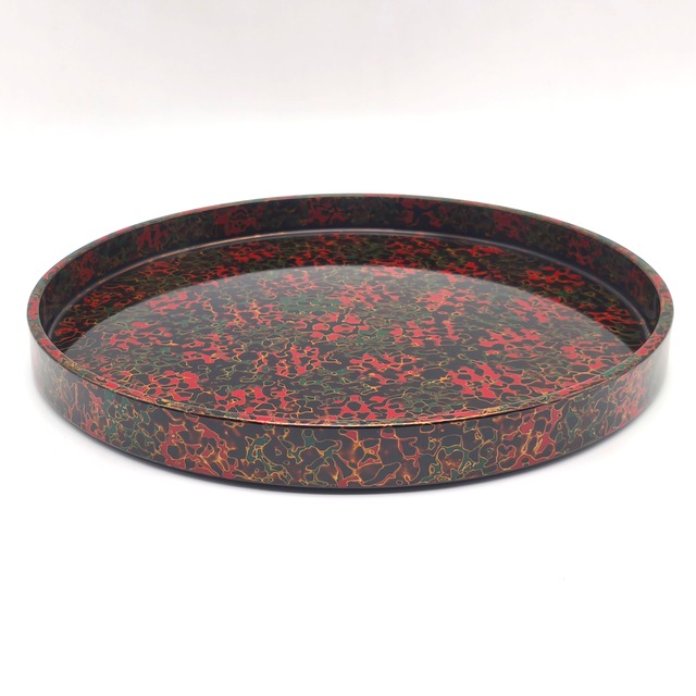 津軽塗（唐塗）バカ塗り・丸盆・お盆・トレー・漆器・伝統工芸・No.260312-08・梱包サイズ80