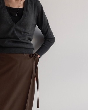 JIL SANDER　WOOL SILK V-NECK KNIT TOP