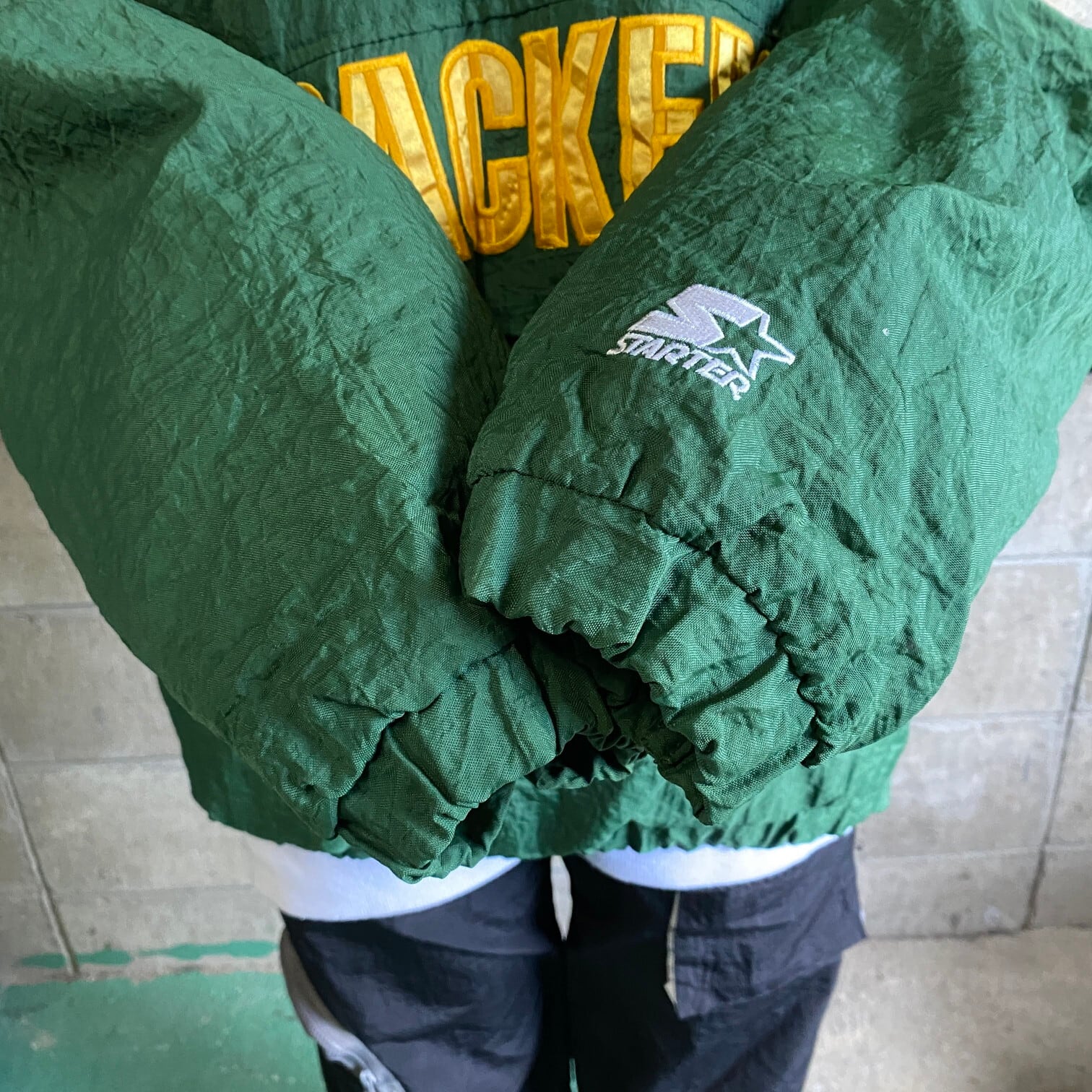 90年代 NFL PACKERS パッカーズ 刺繍 中綿 スタジャン ナイロン 