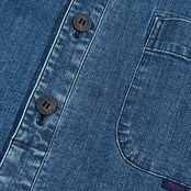 Papas パパス 切替 コーデュロイ シャンブレー デニムシャツ ジャケット L/インディゴ メンズ