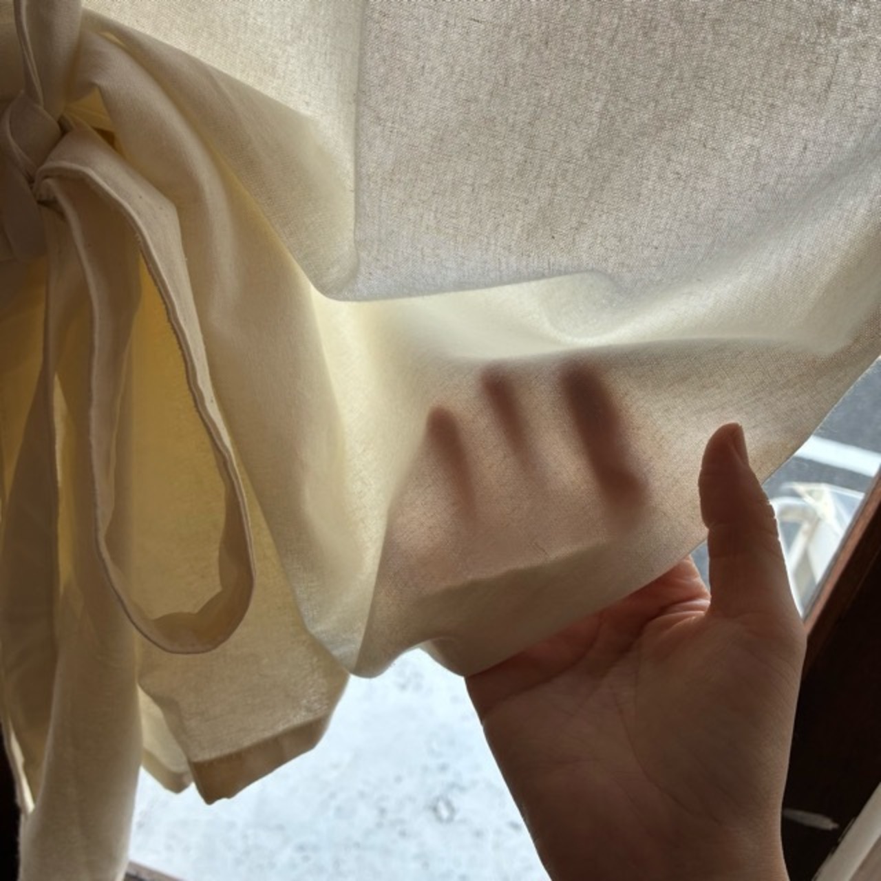 TOPANGA Homefurnishing India Cotton Sheeting Ribbon curtain　インド　コットンシーチングリボンカーテン　110×200cm　ホワイト　白　綿　ナチュラル　レースカーテン　ドレープカーテン　中厚　キッチン　カフェカーテン　バルーンカーテン　カーテンポール　暖簾