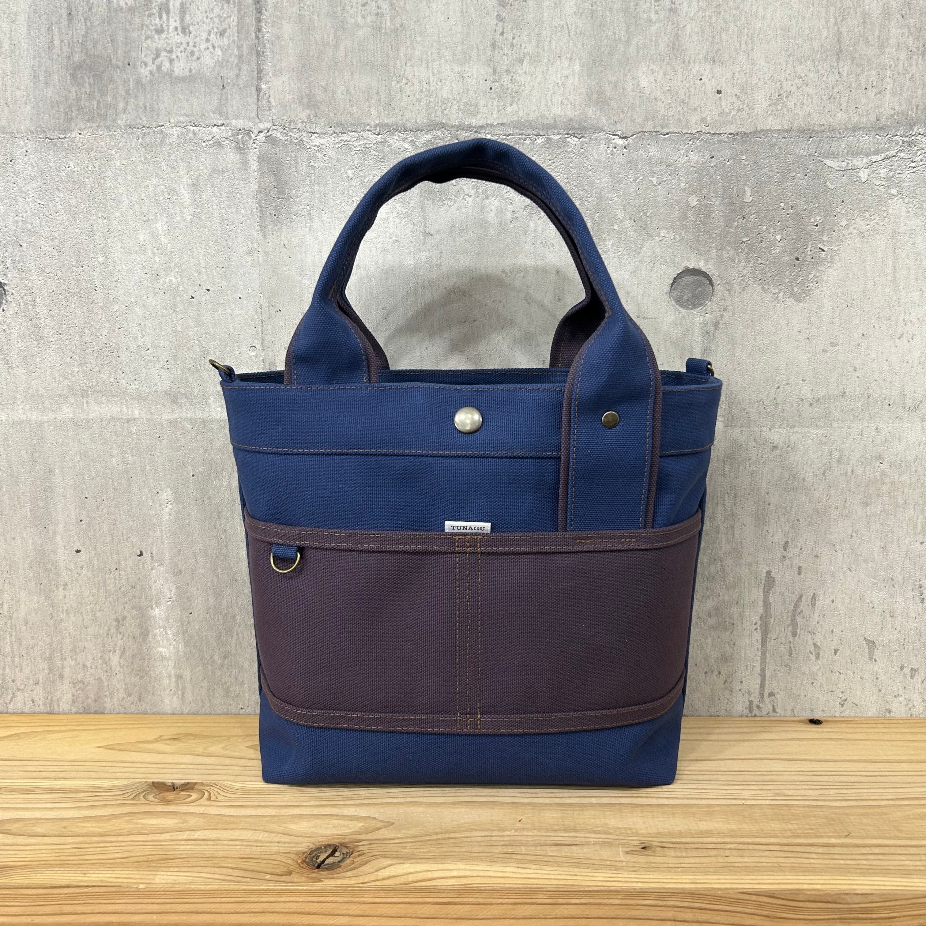 人気No.1.▽Bi Color Tote "M"【紺×ブラッドワイン】
