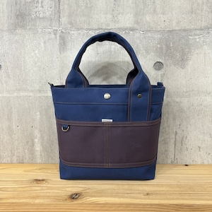 人気No.1.▽Bi Color Tote "M"【紺×ブラッドワイン】