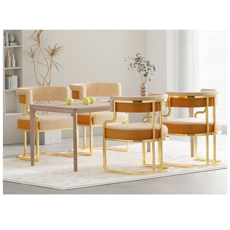 韓国　ダイニングチェア　ベージュ チェア 脚 ゴールド 金 おしゃれ 可愛い くすみカラー アース